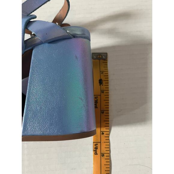 NWT Women's Torrid Blue/Purple Iridescent Strappy Chunky Heel Sandals Sz 8.5 - Picture 7 of 8
